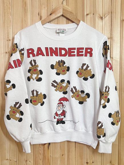 VTG B J Frog Sweatshirt Ugly Christmas Raindeer Santa 3D Graphics 80s USA sz S - Picture 2 of 9
